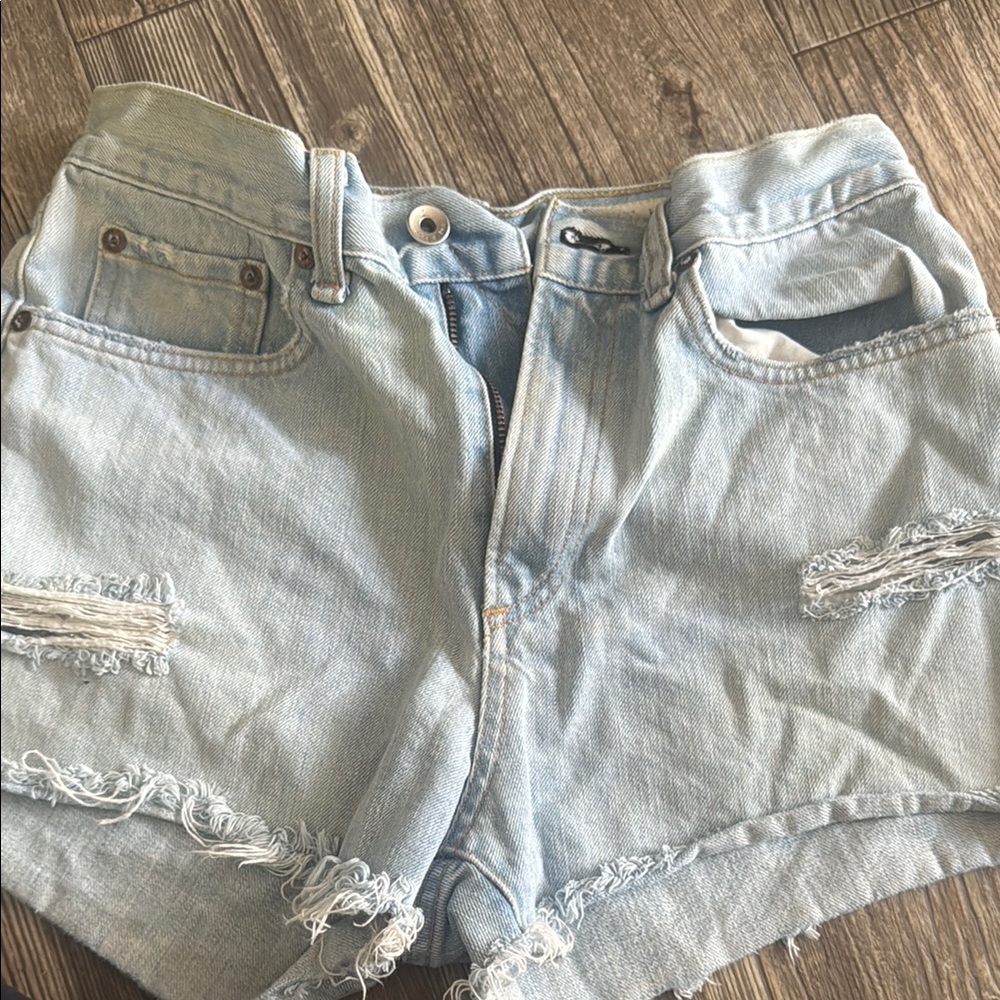 Rag & Bone Blue Distressed Jean Shorts